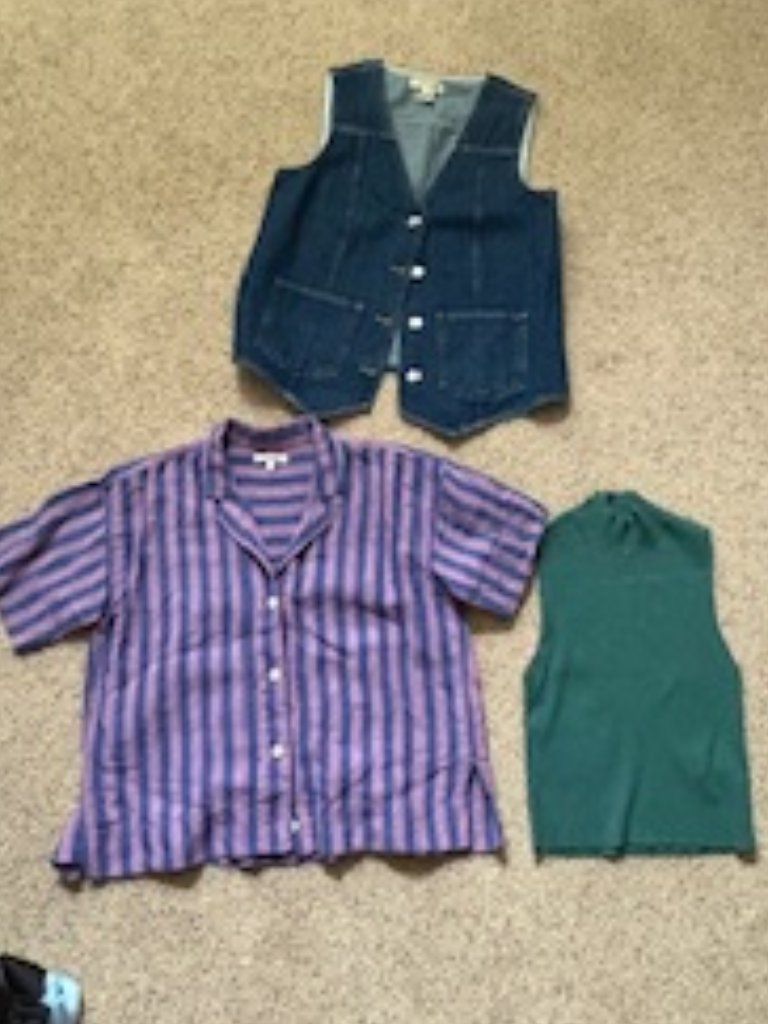 Great Deal On Madewell Denim Vest, Linen Shirt, And Knit Sweater Tank Bundle